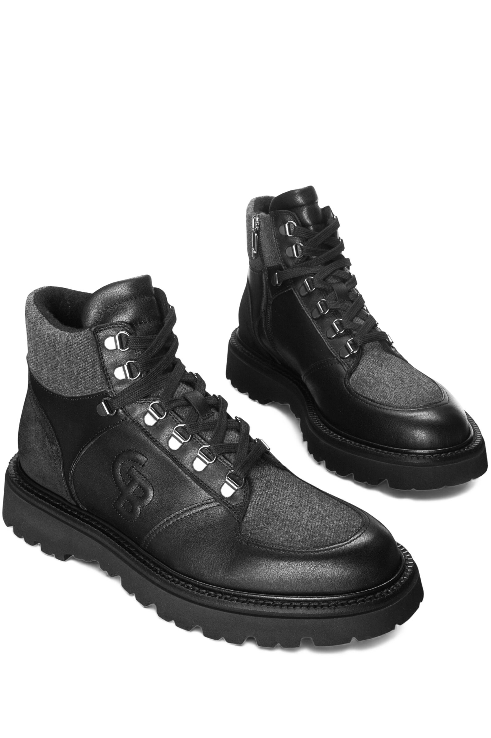 Ботинки муж. АРТ.95304-A,чер-сер,н.к-з-тек/шер