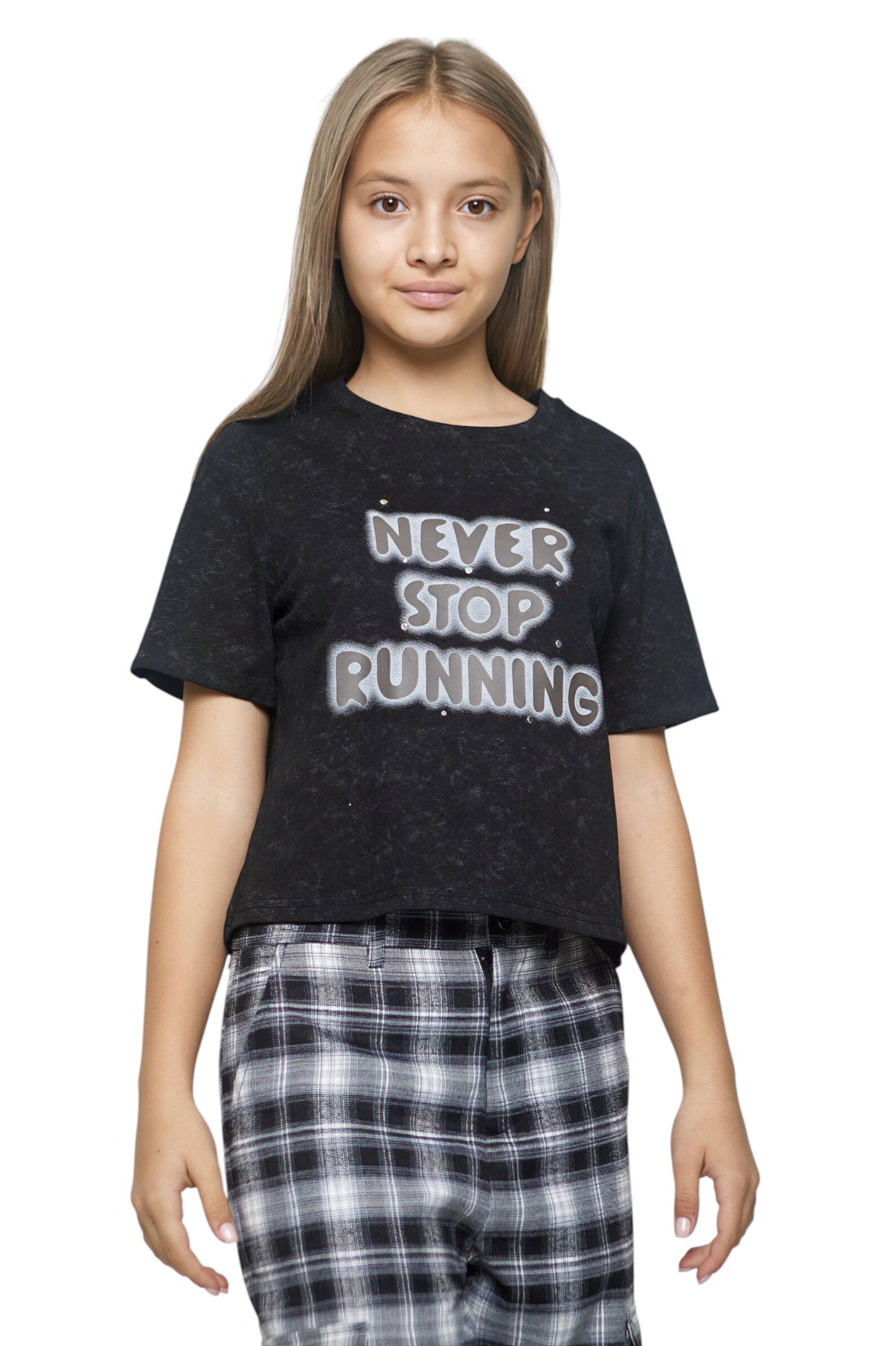 Футболка дев АРТ.G-TS25121,чер-сер,хл-эл