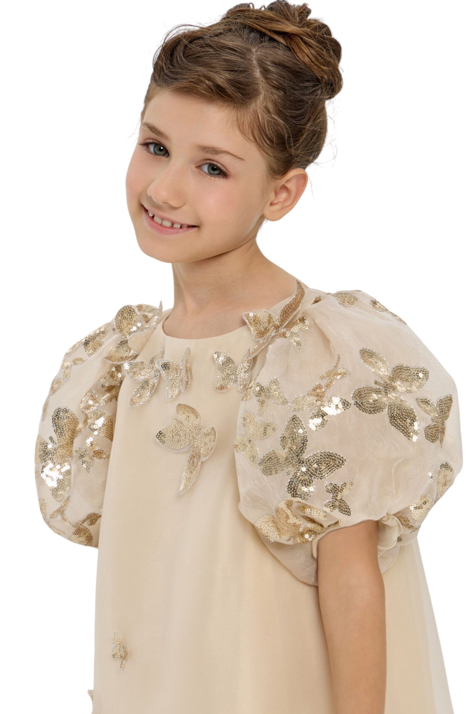 Платье дев. АРТ.1833.43,беж,пэ/хл